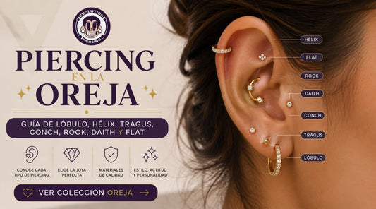 Piercing en la oreja: guía de lóbulo, hélix, tragus, conch, rook, daith y flat
