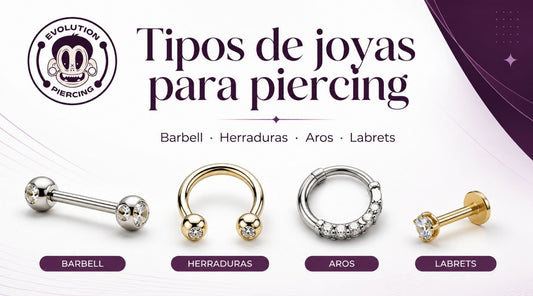 Tipos de joyas para piercing: guía de barbell, herraduras, aros y labrets