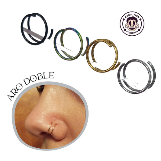 Pack X3: Aro Nostril Doble Acero - Efecto 2 En 1