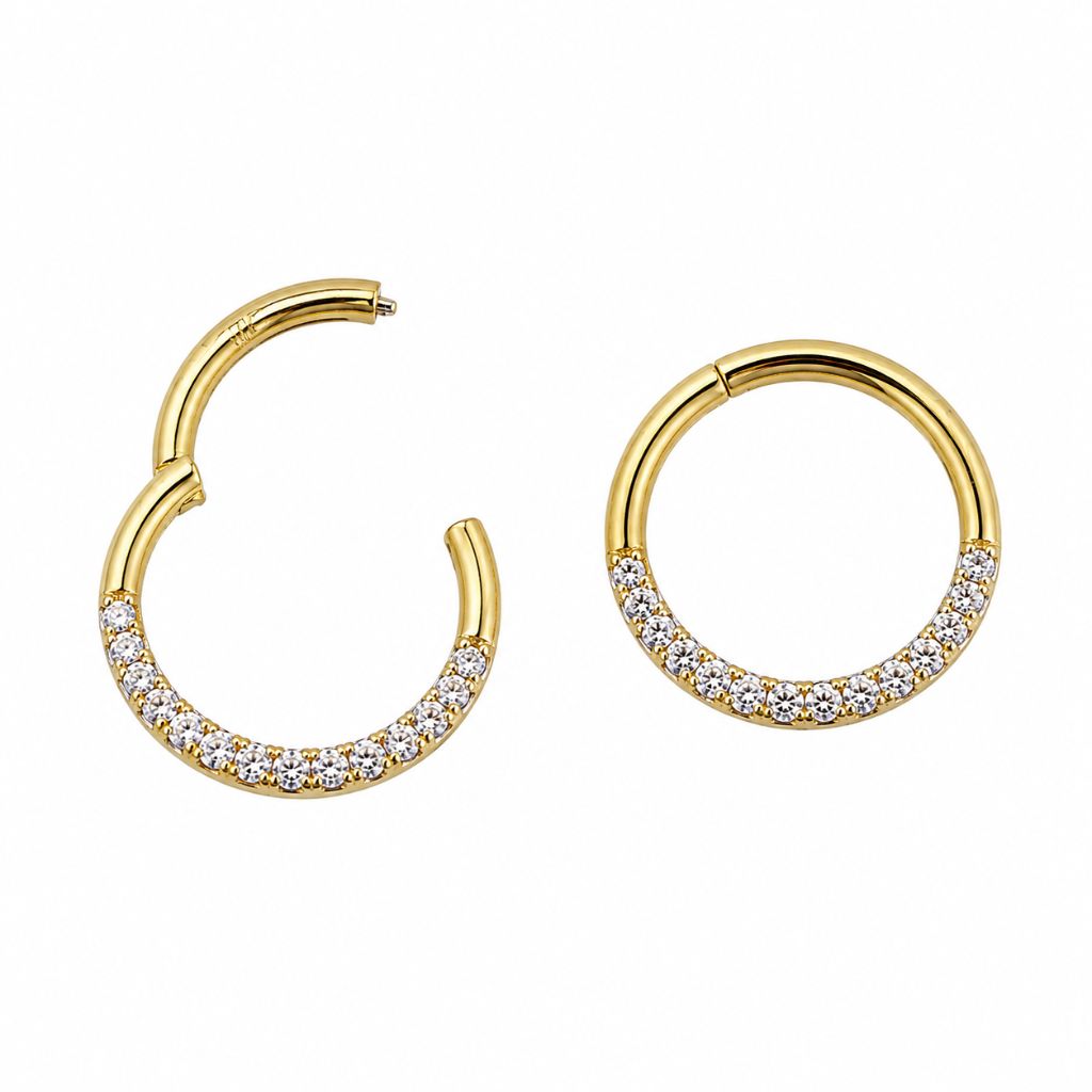 Aro Oro 18K Clicker Circones Engastados Luxury para Piercing