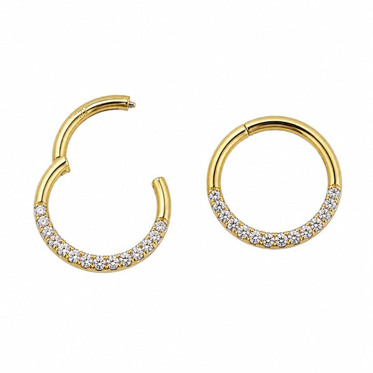 Aro Oro 18K Clicker Circones Engastados Luxury para Piercing