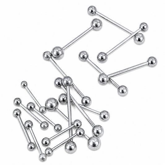 Barbell Plateado 14, 16, 18G Largo Corto para Piercing | Evolution Piercing - EP077