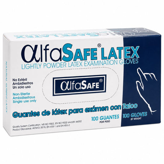 Caja De Guantes Alfasafe Latex 100 Unidades S, M, L - EP728