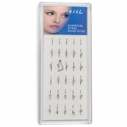 Caja Nostril En L X40 Unidades 304L para Piercing | Evolution Piercing - EP254
