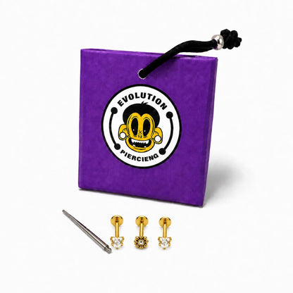 Pack 2 Corazones + 1 Sol | Piercing Australiano