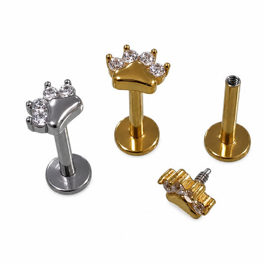 Labret Acero Animales Huella Mascota para Piercing
