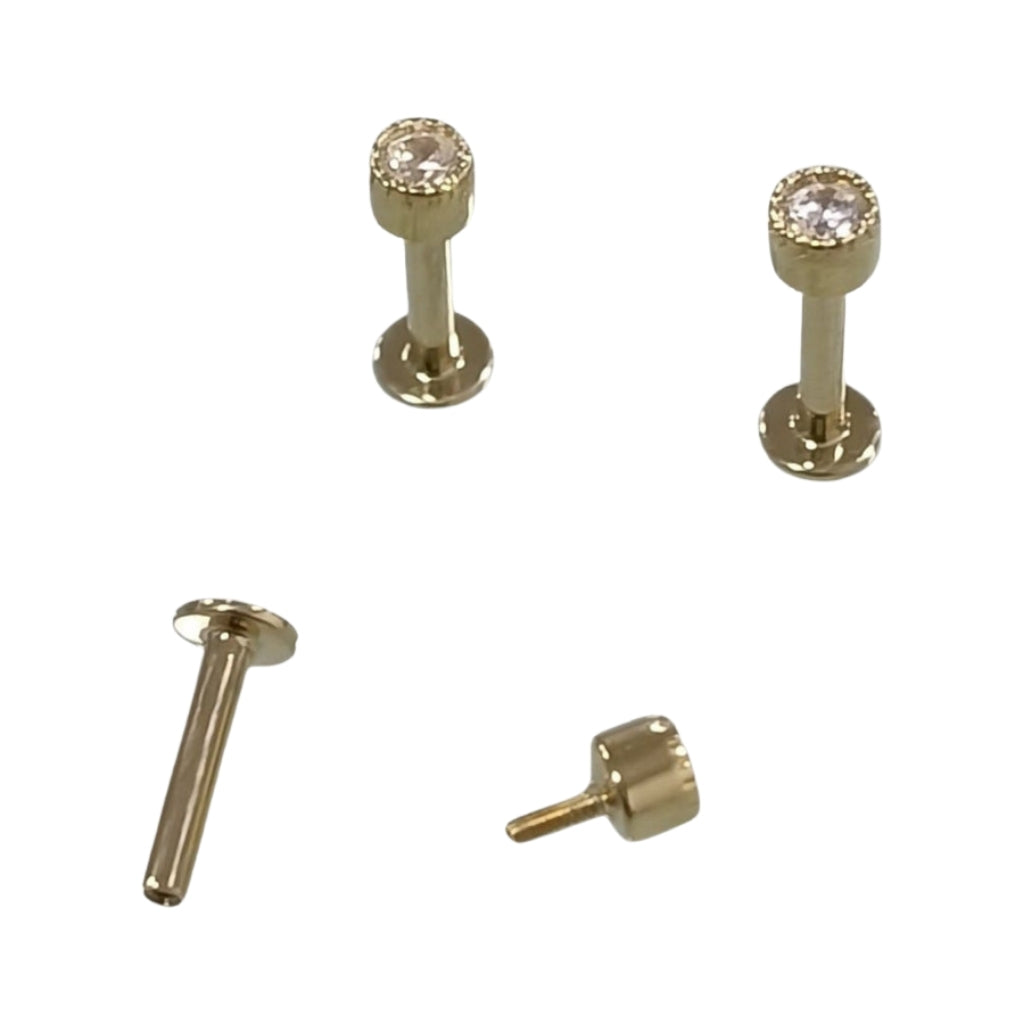 Labret Oro 18K Italy 750 Zurcido Centro Circón 2mm | Evolution - EP730