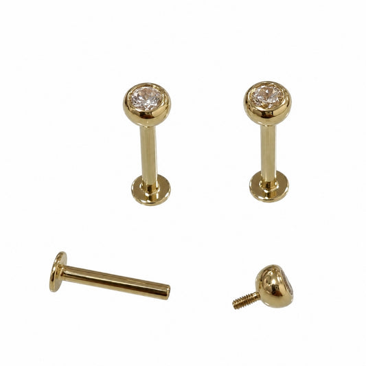 Labret Oro 18K Italy Circón Blanco 3mm Centro | Evolution - EP572