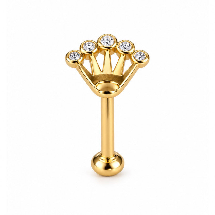 Labret motivo corona estilo Rolex en oro 18K - EP729N
