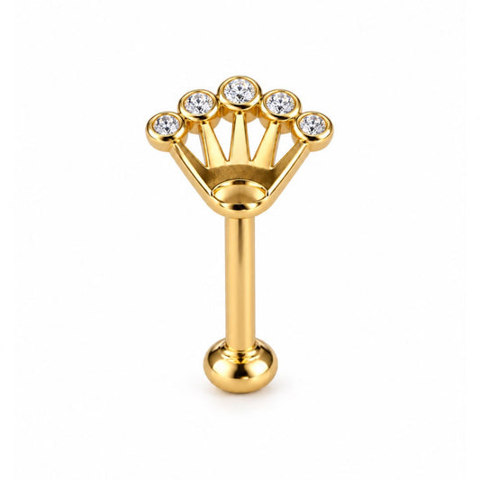 Labret motivo corona estilo Rolex en oro 18K - EP729N