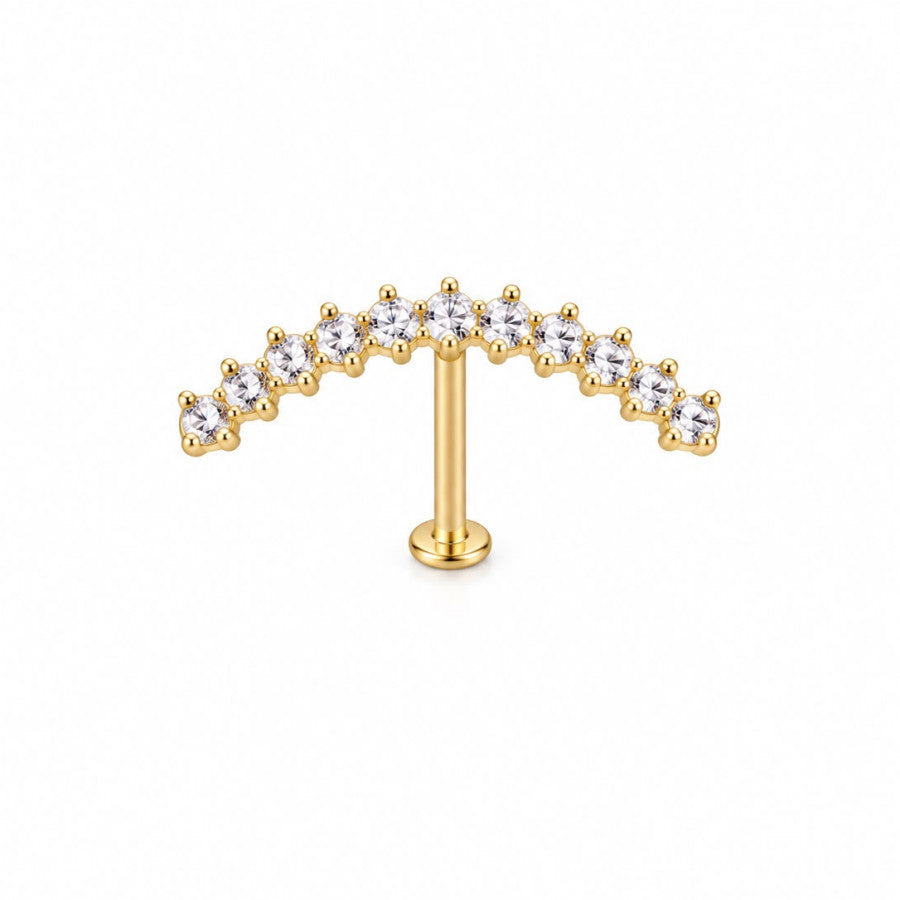 Labret / joya de oreja scapha con 11 circones blancos en oro 18K - EP729L
