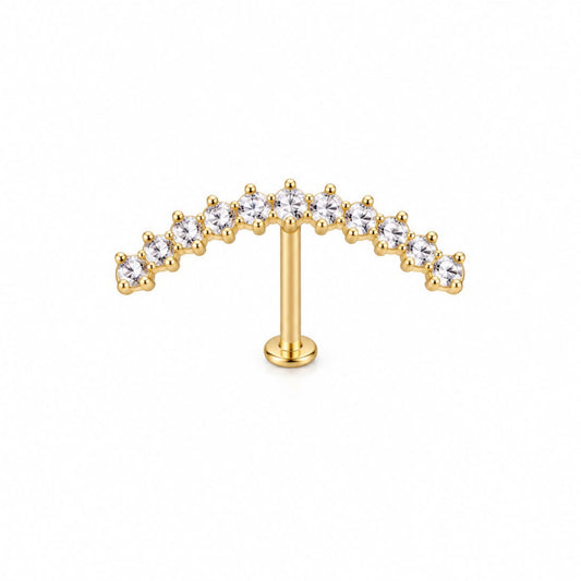 Labret / joya de oreja scapha con 11 circones blancos en oro 18K - EP729L
