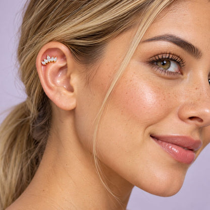 Labret Scapha Ancha Oro 18K Rosca Interna Luxury para Piercing