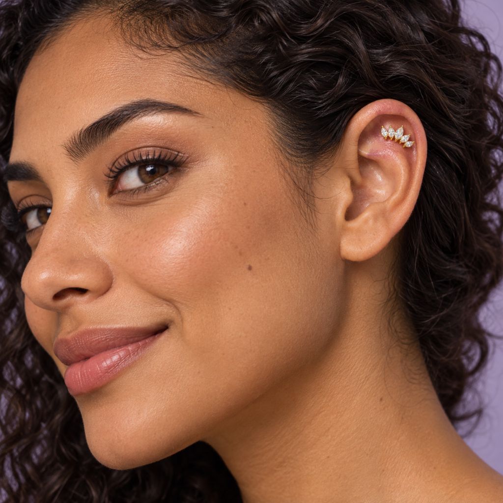 Labret Scapha Ancha Oro 18K Rosca Interna Luxury para Piercing