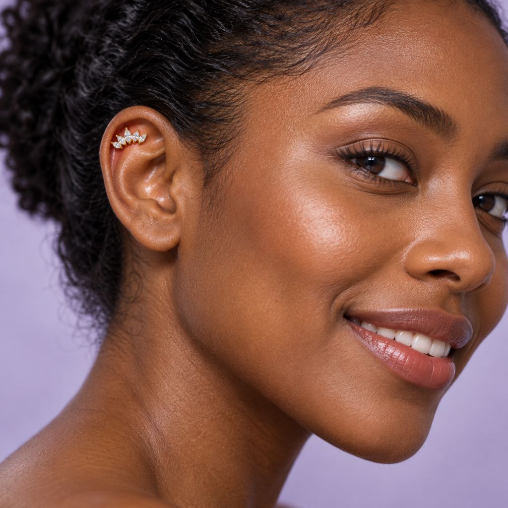 Labret Scapha Ancha Oro 18K Rosca Interna Luxury para Piercing