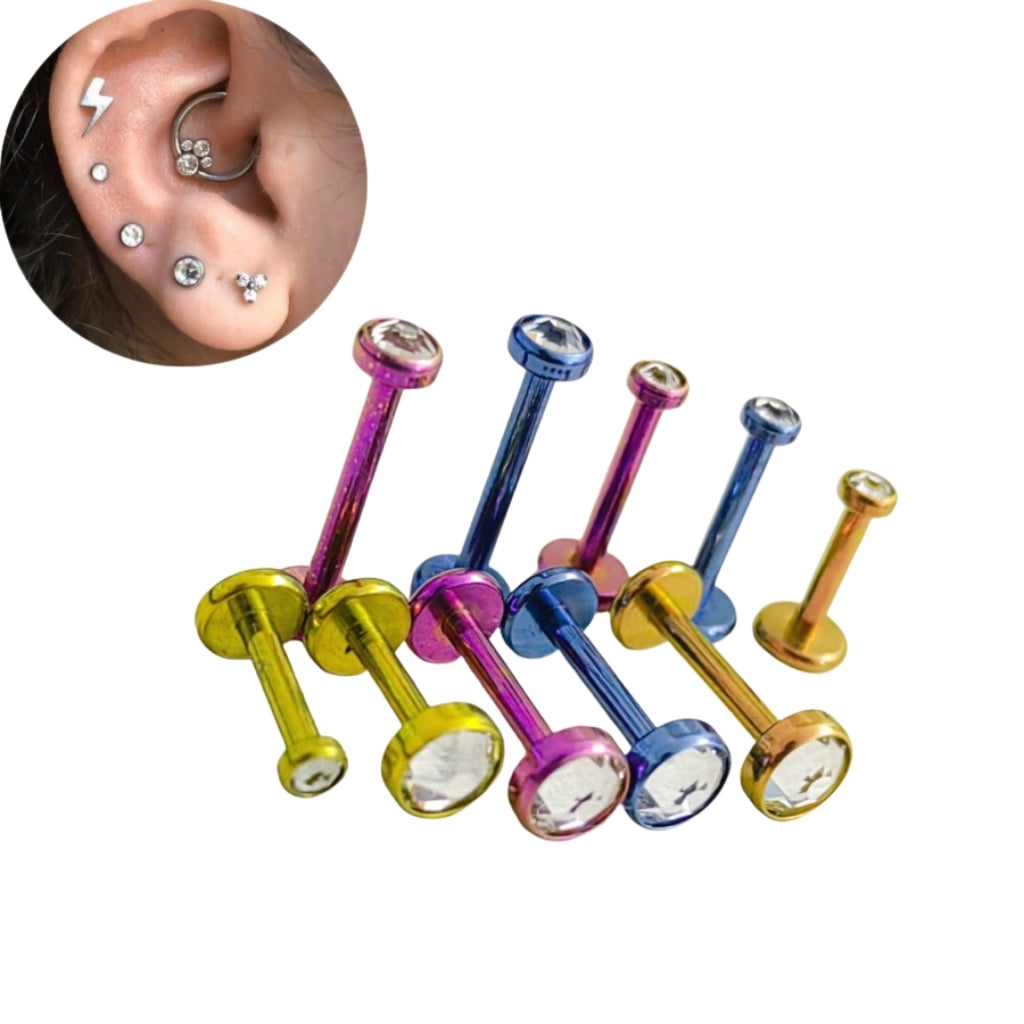 Labret Titanio Circón 2,3,4,5,5 para Piercing | Evolution Piercing - EP027