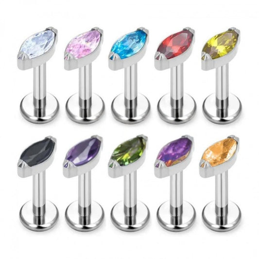 Labret Titanio Circón Ovalado Colores para Piercing | Evolution Piercing - EP035