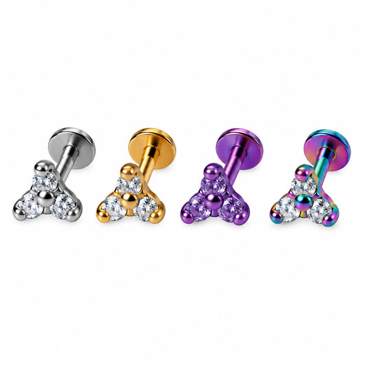 Labret flor formada por tres trisqueles en Titanio - EP172C