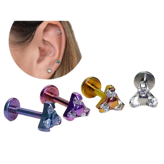 Labret Titanio Flor 3 Trisquel para Piercing | Evolution Piercing - EP030