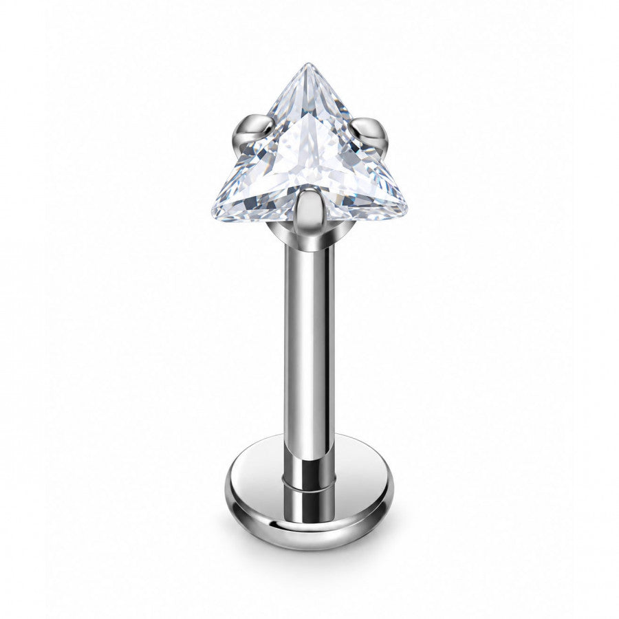 Labret Titanio Triángulo Circón 16G - EP72C | Evolution Piercing