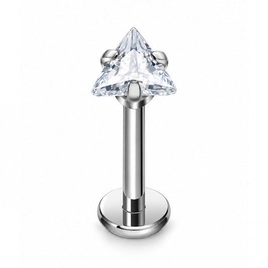 Labret Titanio Triángulo Circón 16G - EP72C | Evolution Piercing