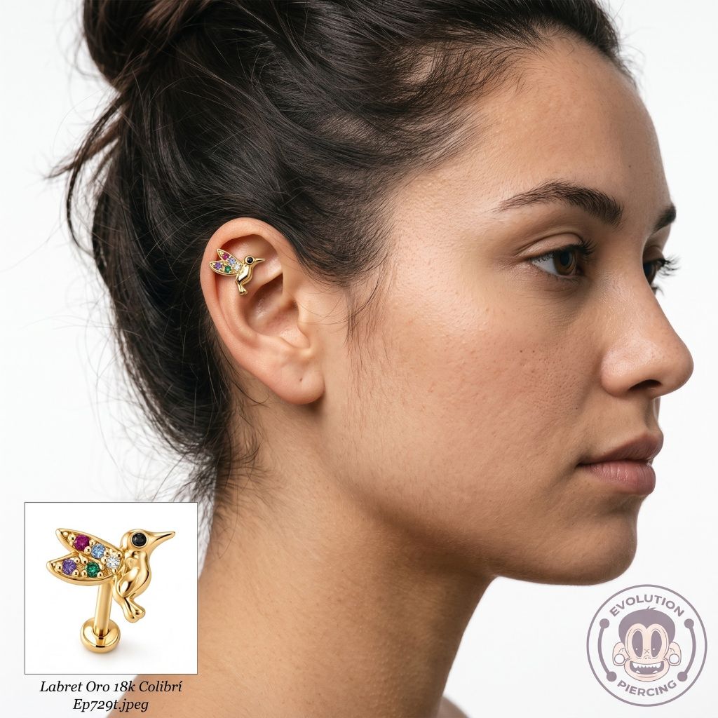 Labret Oro 18K Colibrí
