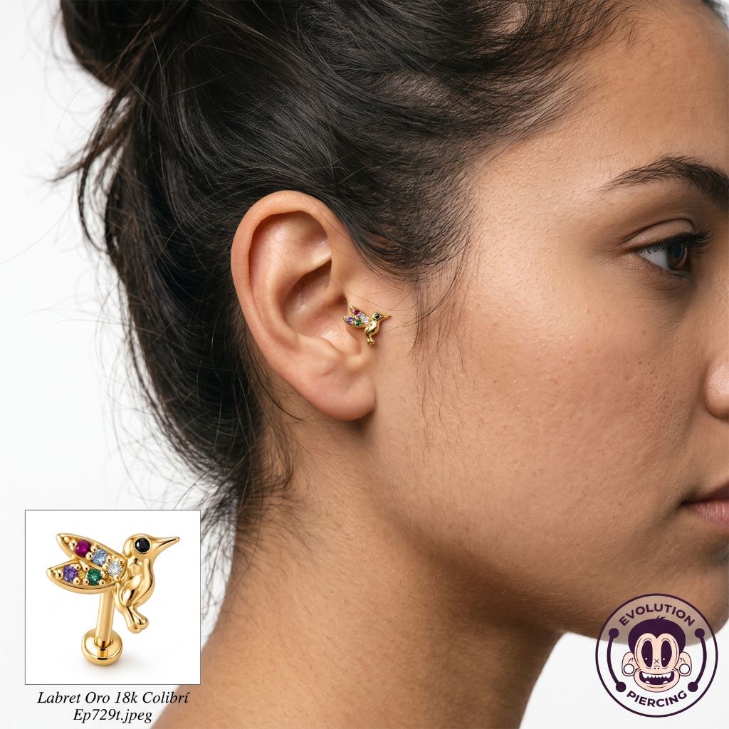 Labret Oro 18K Colibrí