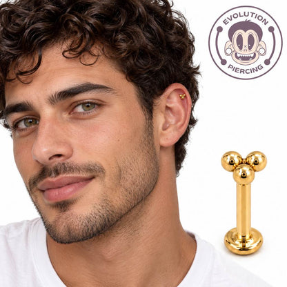 Labret Oro 18K Trisquel Rosca Interna