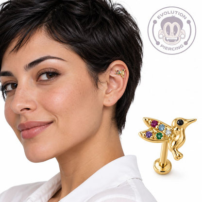 Labret Oro 18K Colibrí