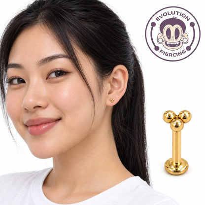 Labret Oro 18K Trisquel Rosca Interna
