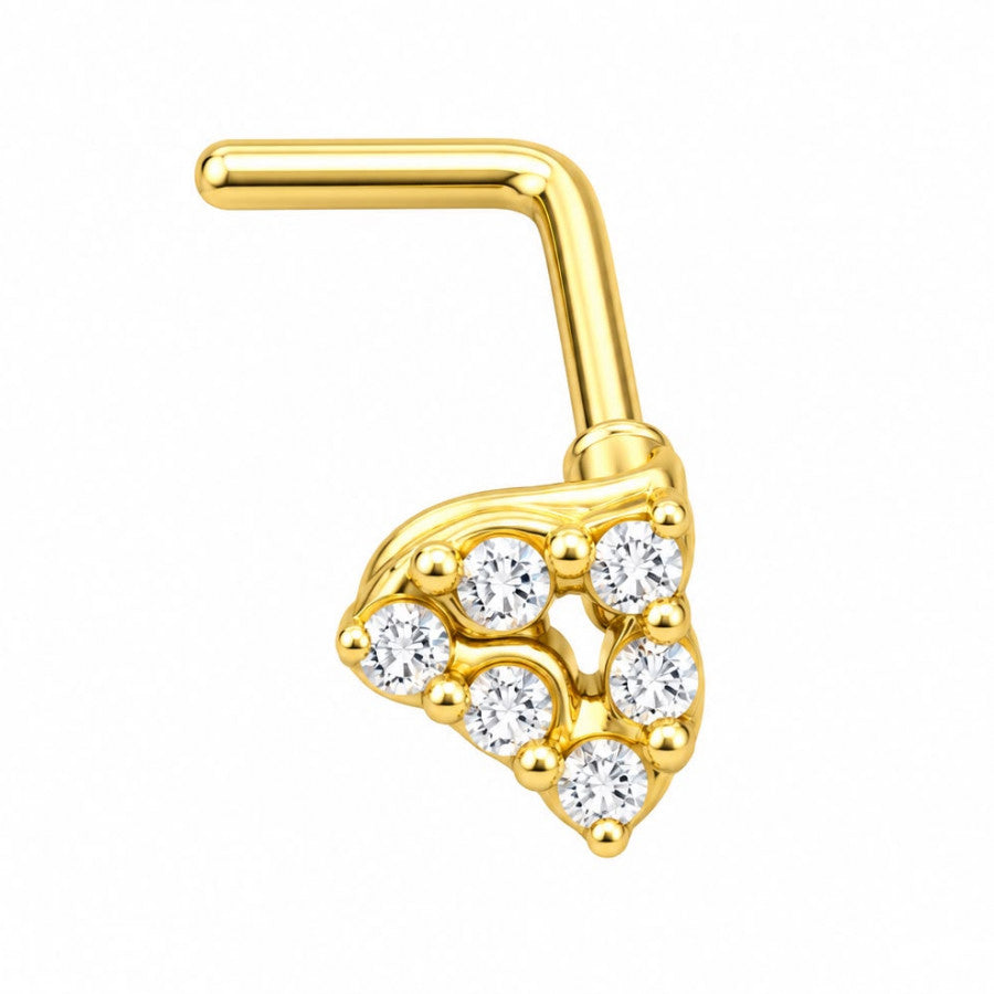 Nostril Corazón con circones y acabado cover gold en Acero - EP530B | Evolution Piercing