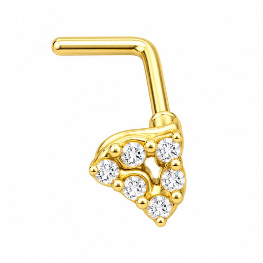 Nostril Corazón con circones y acabado cover gold en Acero - EP530B | Evolution Piercing