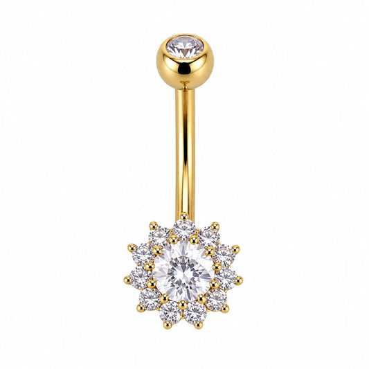 Ombligo Lujo Italy 18K Girasol Premium Rosca Interna para Piercing | Evolution Piercing - EP736