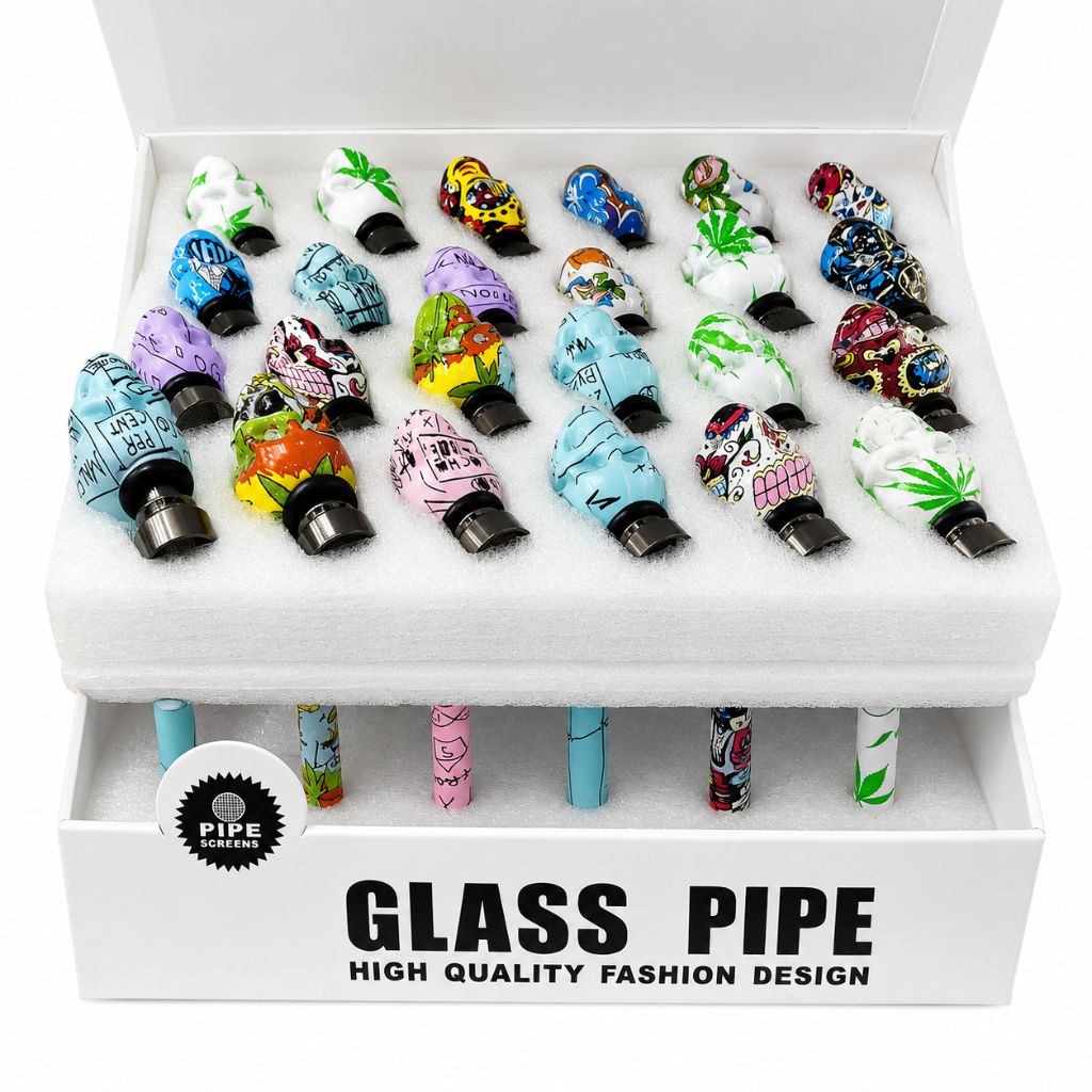 Pipa Vidrio Glass Pipe Diseño Calavera Y Redonda | Evolution Piercing - EP336