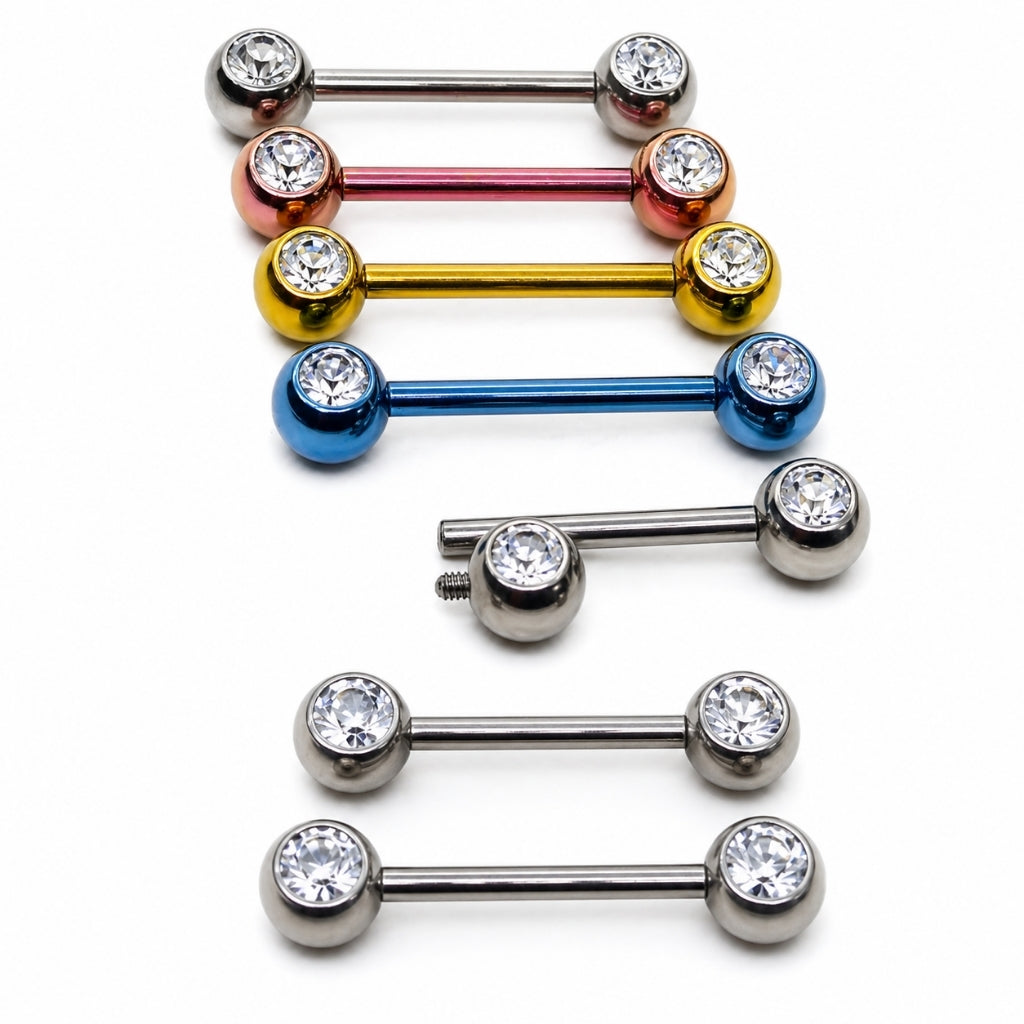 Pezonera Titanio Circón Barbell 14G para Piercing | Evolution Piercing - EP190