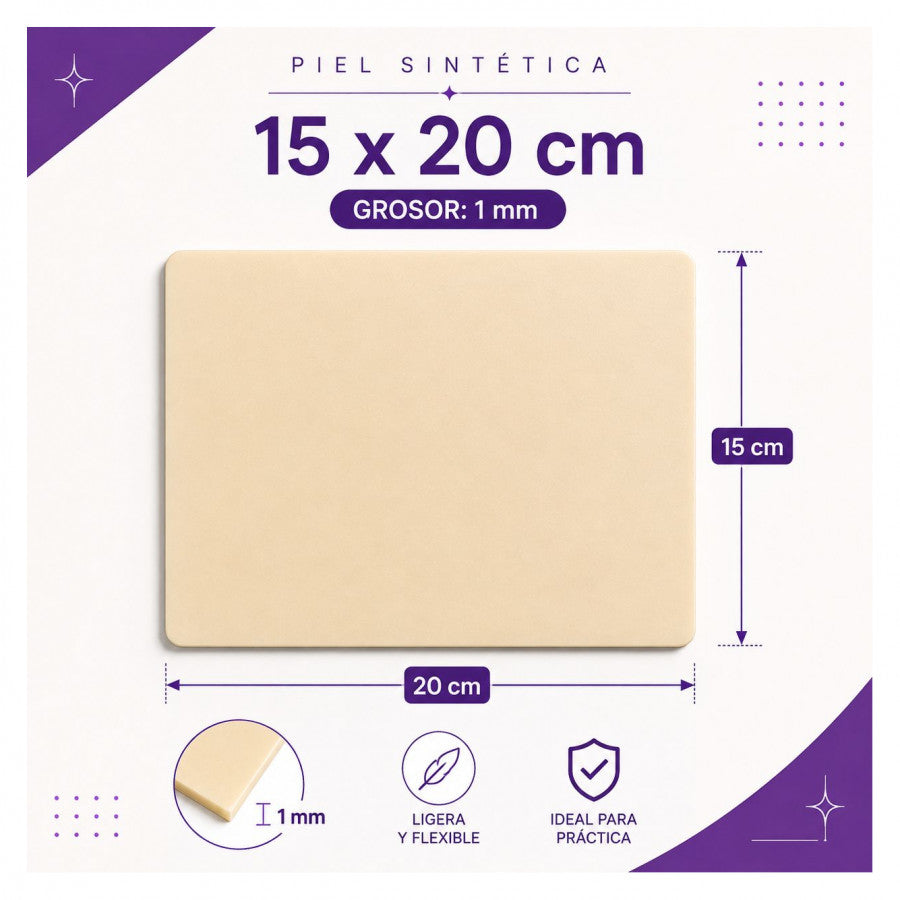 Piel sintética de práctica formato de 15 x 20 cm con grosor de 1 mm en material sintético de práctica - EP709B