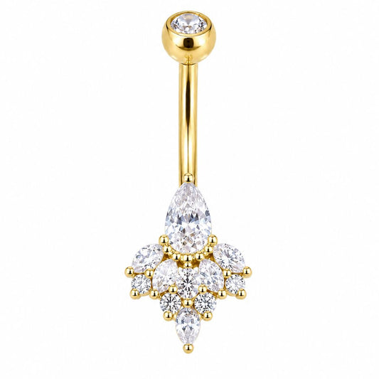 Piercing Ombligo Oro 18K Lujo Italy 750 Gota Rosca Interna Piedras Circones para Piercing | Evolution Piercing - EP735