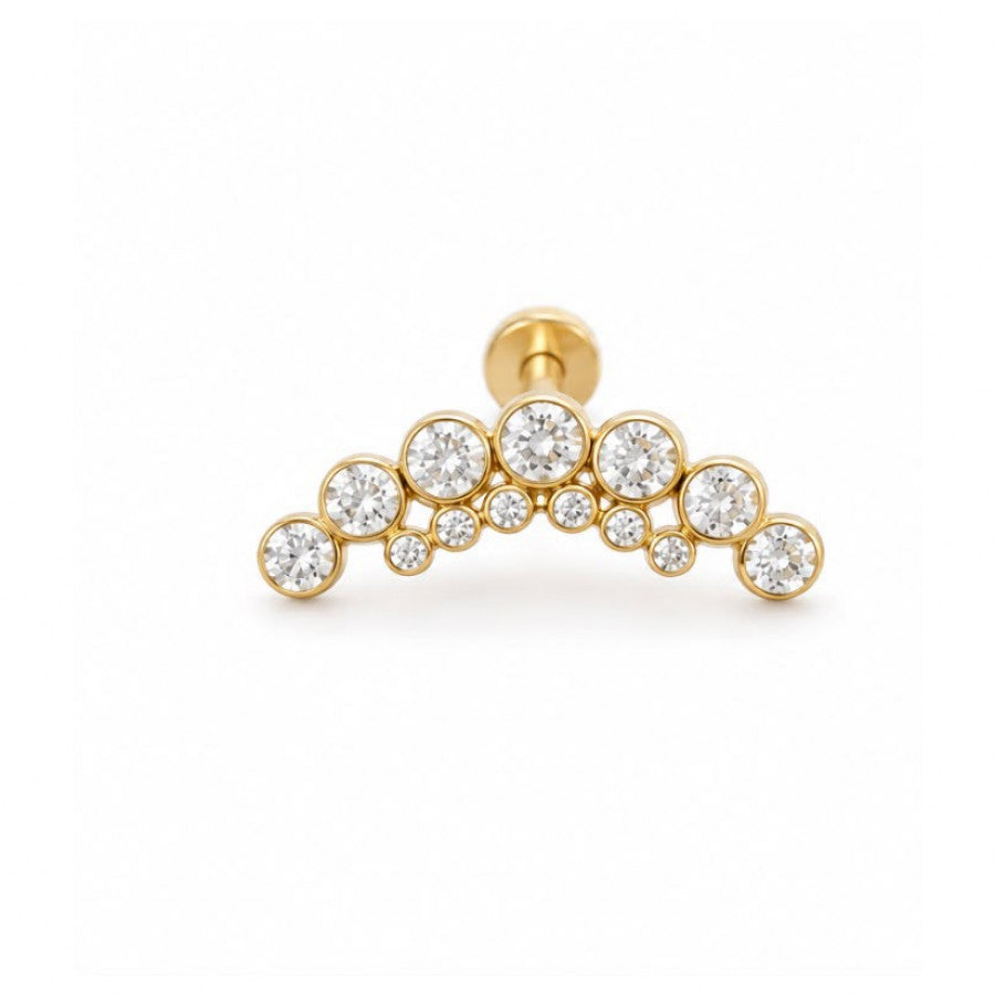 Scapha / joya de oreja arco doble con piedras y acabado Luxury Premium en oro 18K - EP740