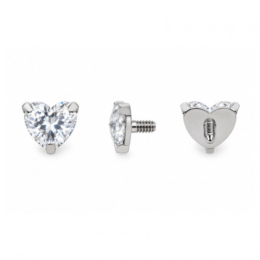 Top microdermal 14G Corazón con piedra en Titanio - EP185F | Evolution Piercing
