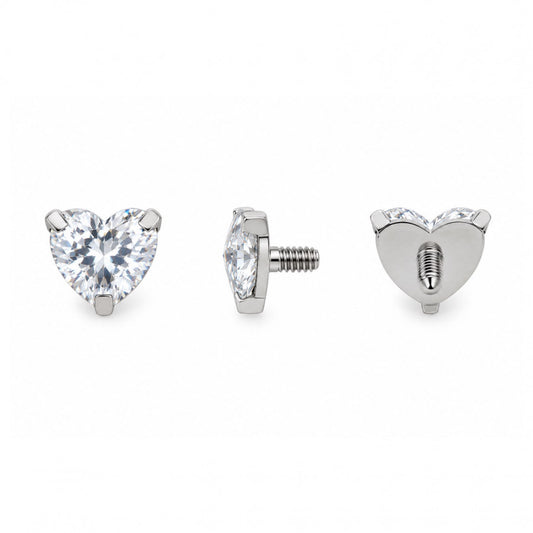 Top microdermal 14G Corazón con piedra en Titanio - EP185F | Evolution Piercing