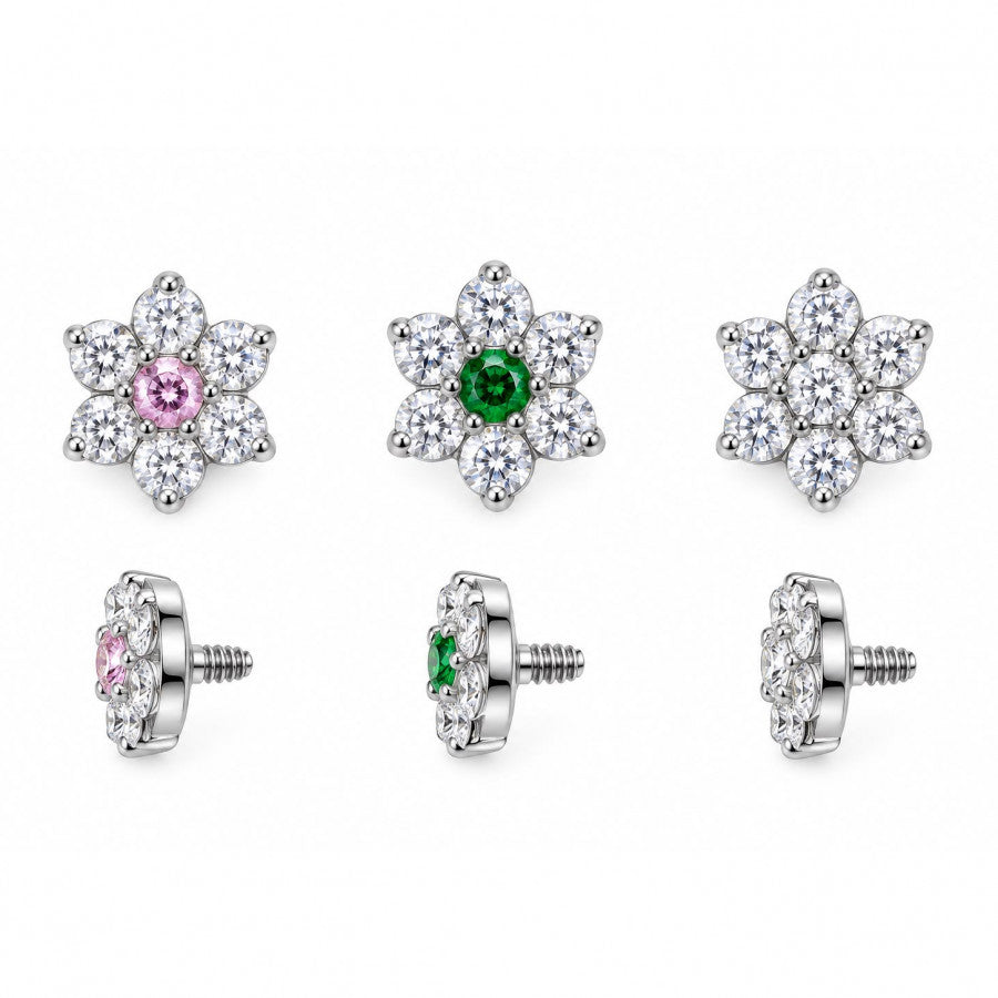 Top microdermal 14G Flor en Material según referencia - EP185E | Evolution Piercing