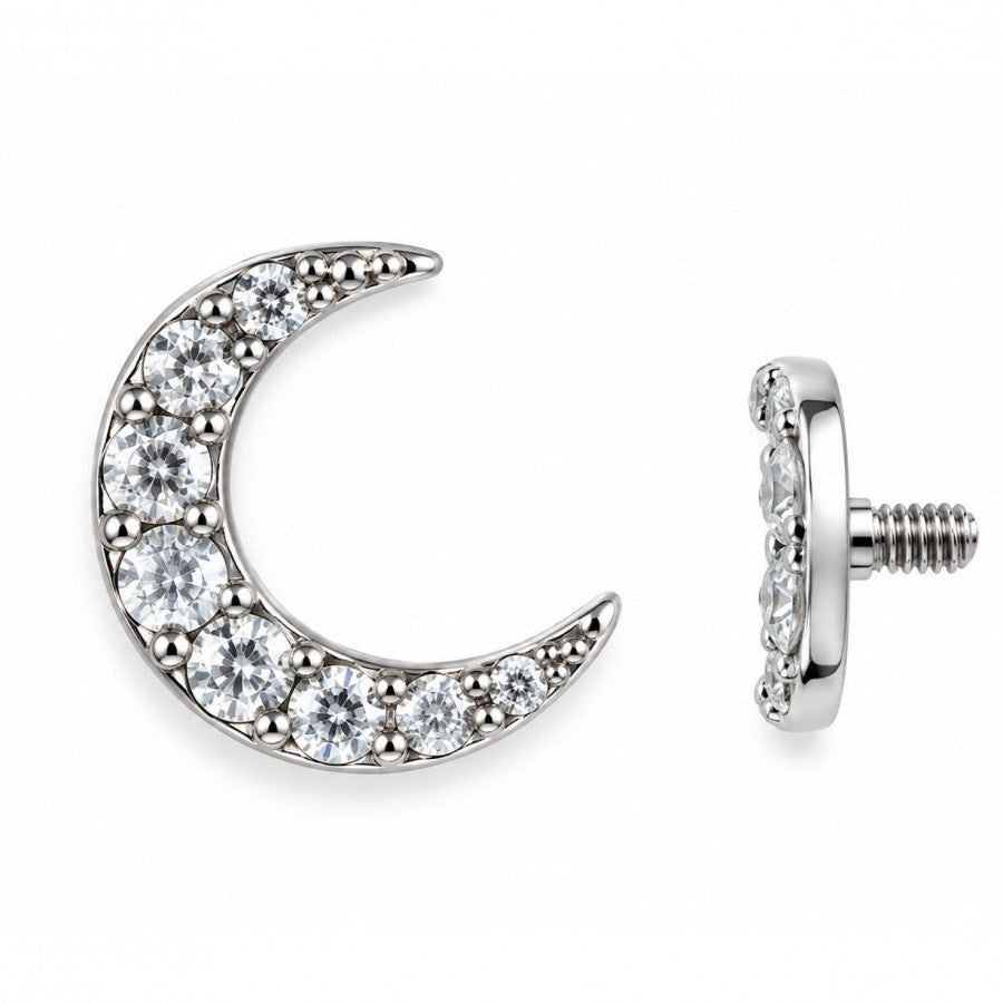Top microdermal 14G Media luna con circones en Titanio - EP185C | Evolution Piercing