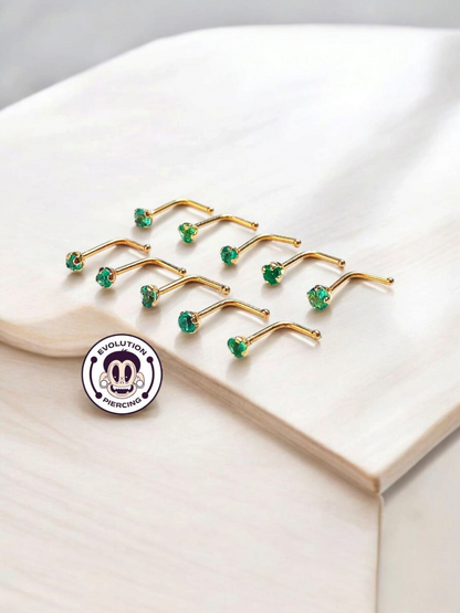 NOSTRIL EN ORO 18K Y ESMERALDA